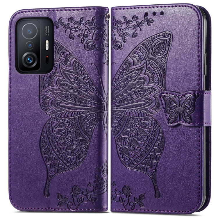 For Xiaomi Mi 11T / 11T Pro Butterfly Love Flowers Embossed Horizontal Flip Leather Case with Holder & Card Slots & Wallet & Lanyard