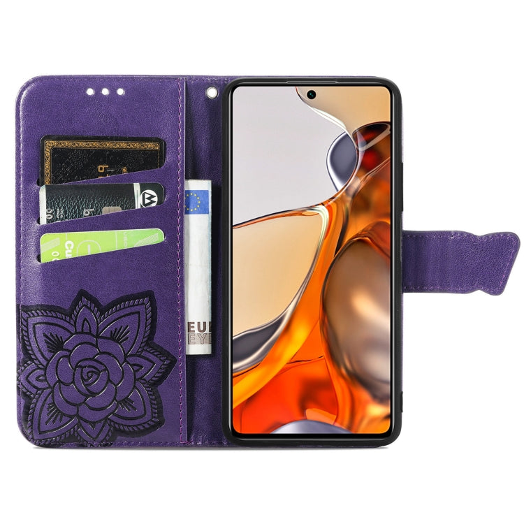 For Xiaomi Mi 11T / 11T Pro Butterfly Love Flowers Embossed Horizontal Flip Leather Case with Holder & Card Slots & Wallet & Lanyard