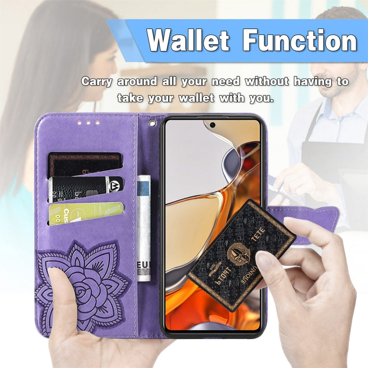 For Xiaomi Mi 11T / 11T Pro Butterfly Love Flowers Embossed Horizontal Flip Leather Case with Holder & Card Slots & Wallet & Lanyard