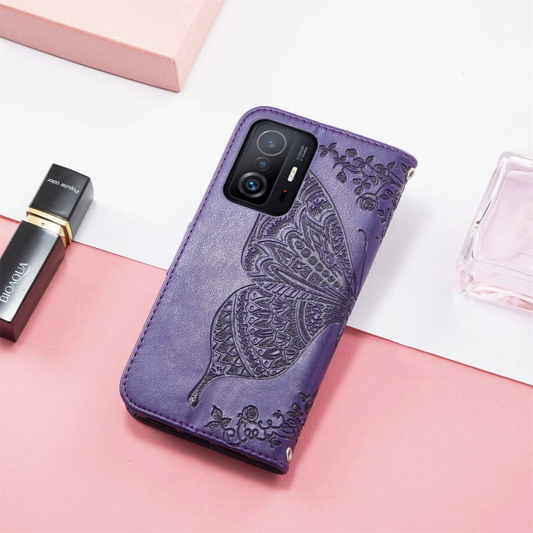 For Xiaomi Mi 11T / 11T Pro Butterfly Love Flowers Embossed Horizontal Flip Leather Case with Holder & Card Slots & Wallet & Lanyard