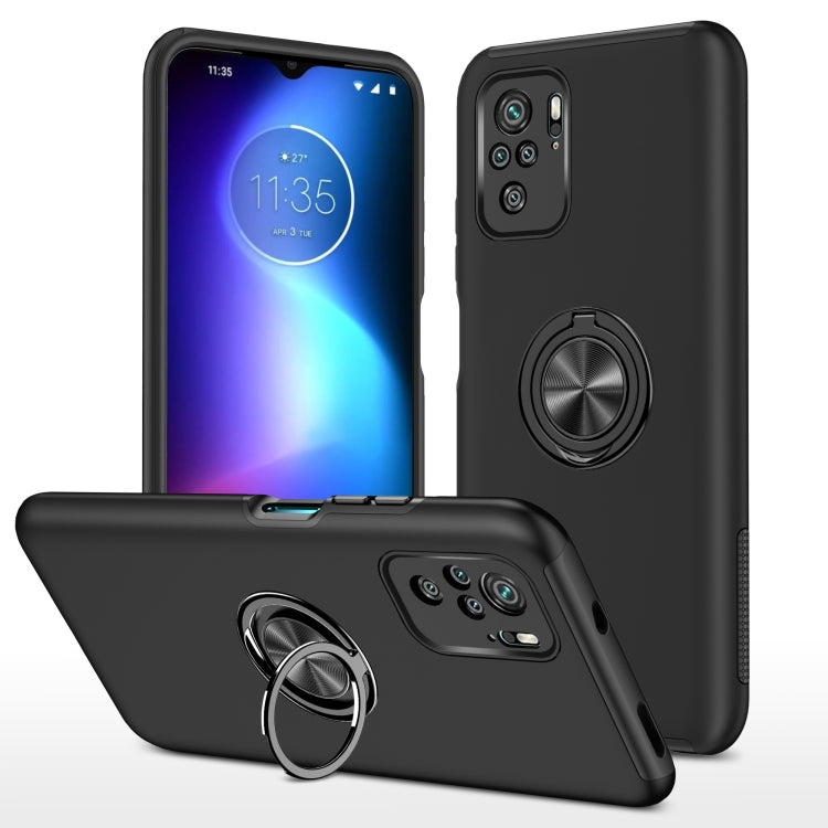For Xiaomi Redmi Note 10 4G PC + TPU Shockproof Magnetic Phone Case with Invisible Ring Holder