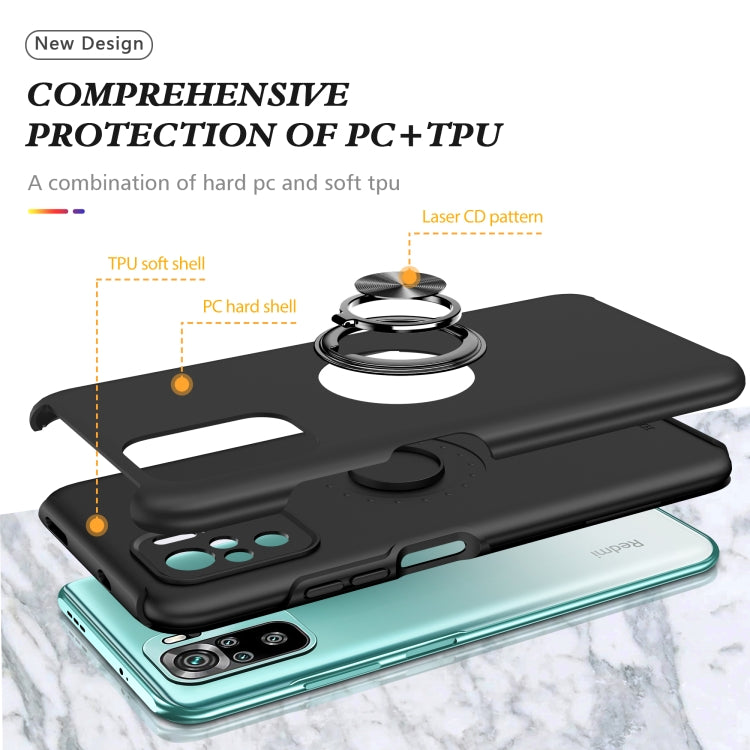 For Xiaomi Redmi Note 10 4G PC + TPU Shockproof Magnetic Phone Case with Invisible Ring Holder