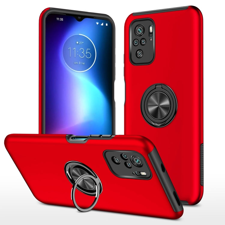 For Xiaomi Redmi Note 10 4G PC + TPU Shockproof Magnetic Phone Case with Invisible Ring Holder