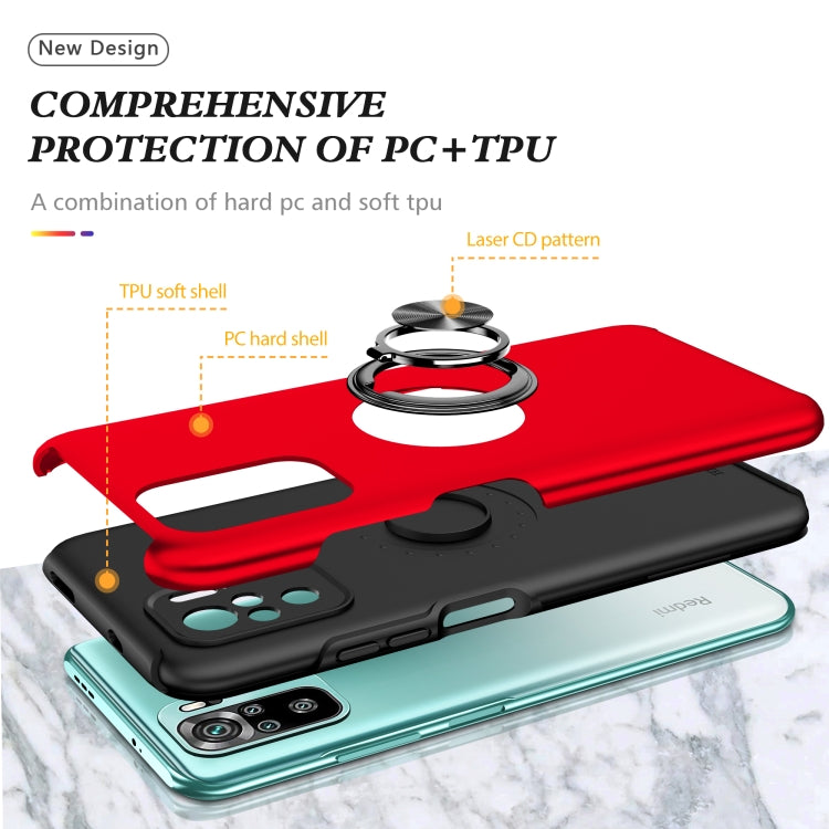 For Xiaomi Redmi Note 10 4G PC + TPU Shockproof Magnetic Phone Case with Invisible Ring Holder