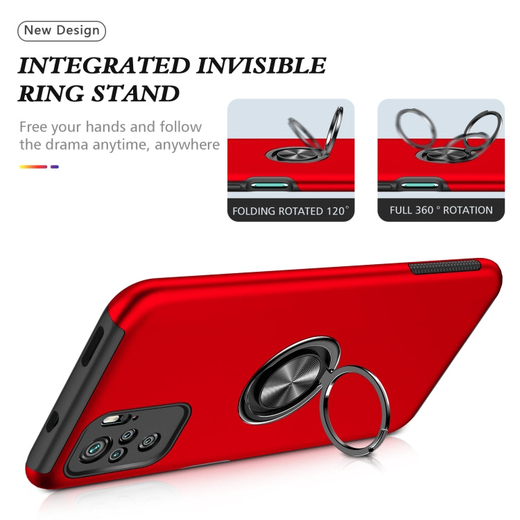 For Xiaomi Redmi Note 10 4G PC + TPU Shockproof Magnetic Phone Case with Invisible Ring Holder