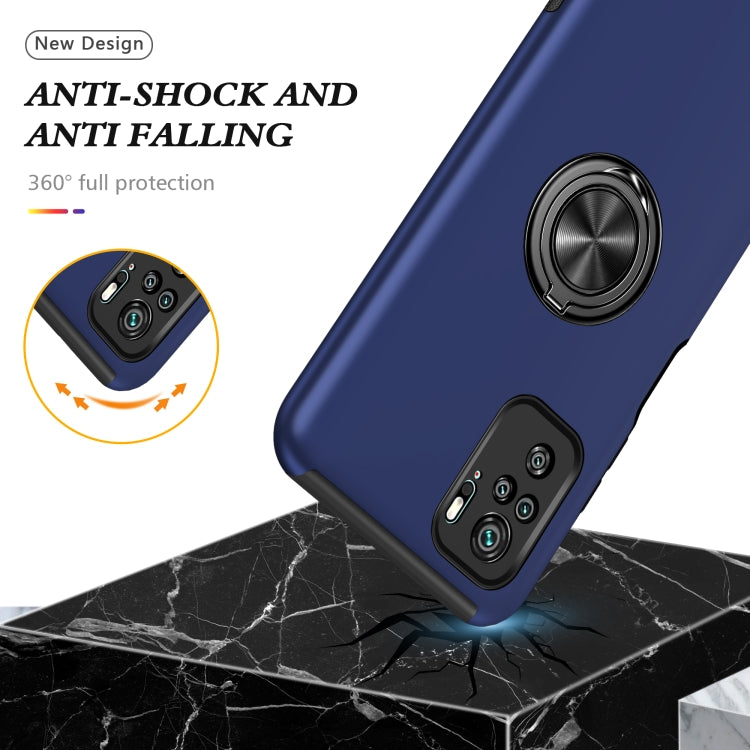 For Xiaomi Redmi Note 10 4G PC + TPU Shockproof Magnetic Phone Case with Invisible Ring Holder