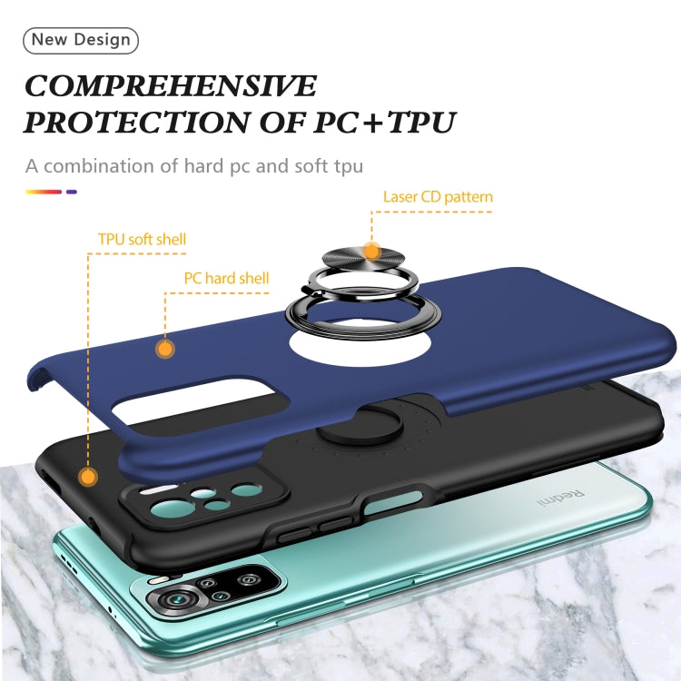 For Xiaomi Redmi Note 10 4G PC + TPU Shockproof Magnetic Phone Case with Invisible Ring Holder