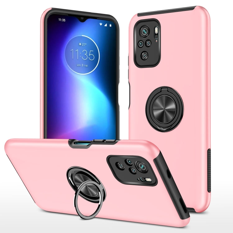 For Xiaomi Redmi Note 10 4G PC + TPU Shockproof Magnetic Phone Case with Invisible Ring Holder