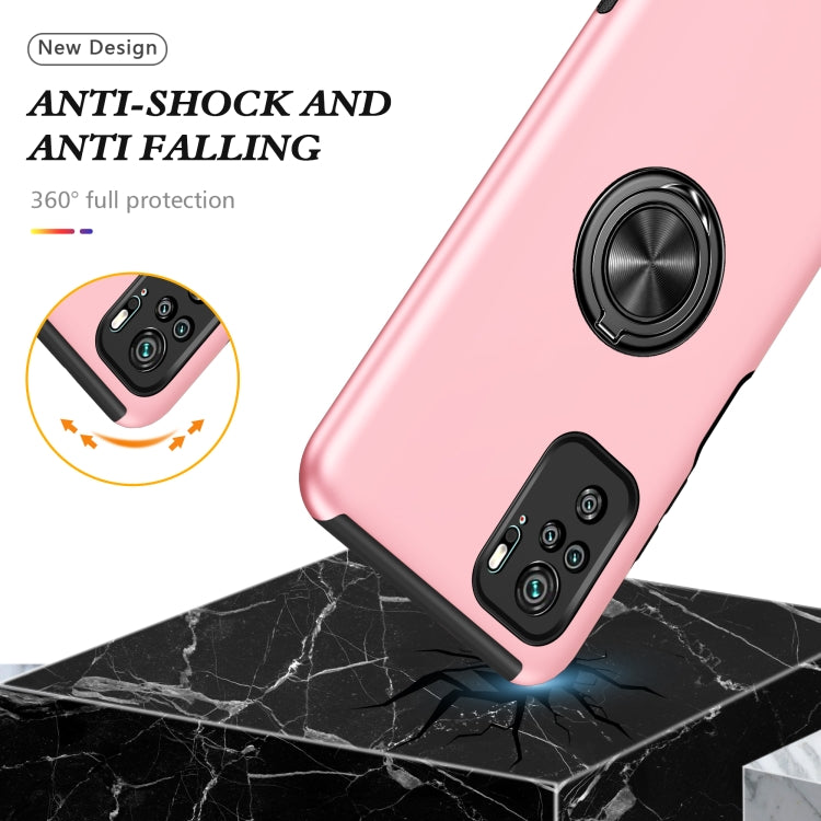 For Xiaomi Redmi Note 10 4G PC + TPU Shockproof Magnetic Phone Case with Invisible Ring Holder