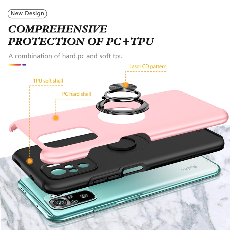 For Xiaomi Redmi Note 10 4G PC + TPU Shockproof Magnetic Phone Case with Invisible Ring Holder