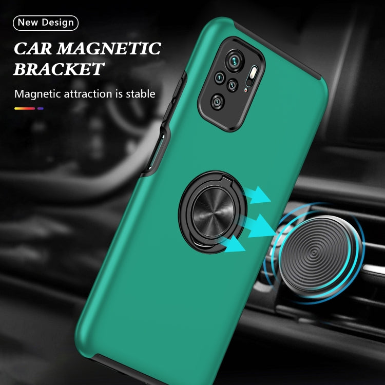 For Xiaomi Redmi Note 10 4G PC + TPU Shockproof Magnetic Phone Case with Invisible Ring Holder