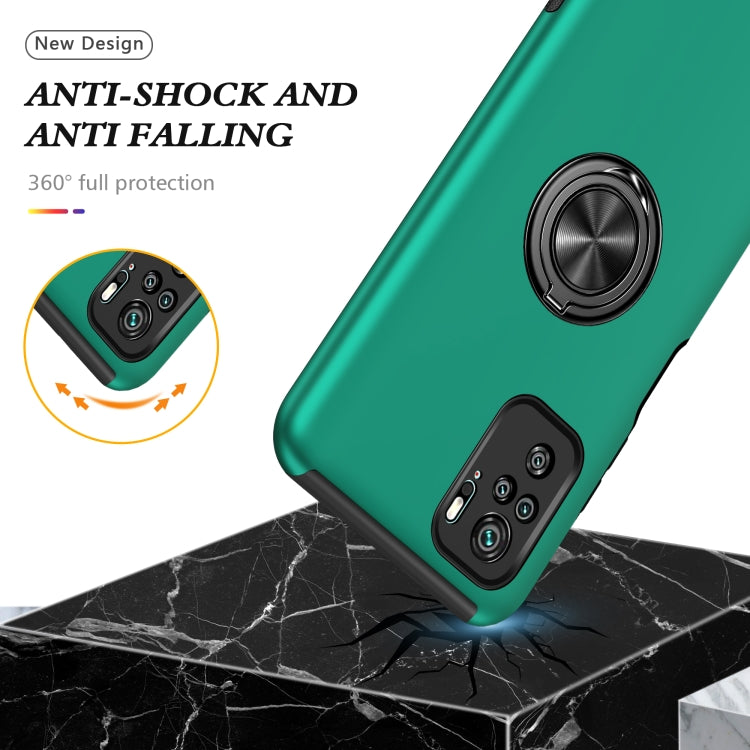 For Xiaomi Redmi Note 10 4G PC + TPU Shockproof Magnetic Phone Case with Invisible Ring Holder