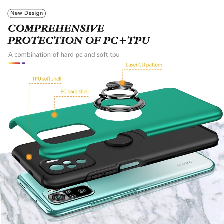 For Xiaomi Redmi Note 10 4G PC + TPU Shockproof Magnetic Phone Case with Invisible Ring Holder