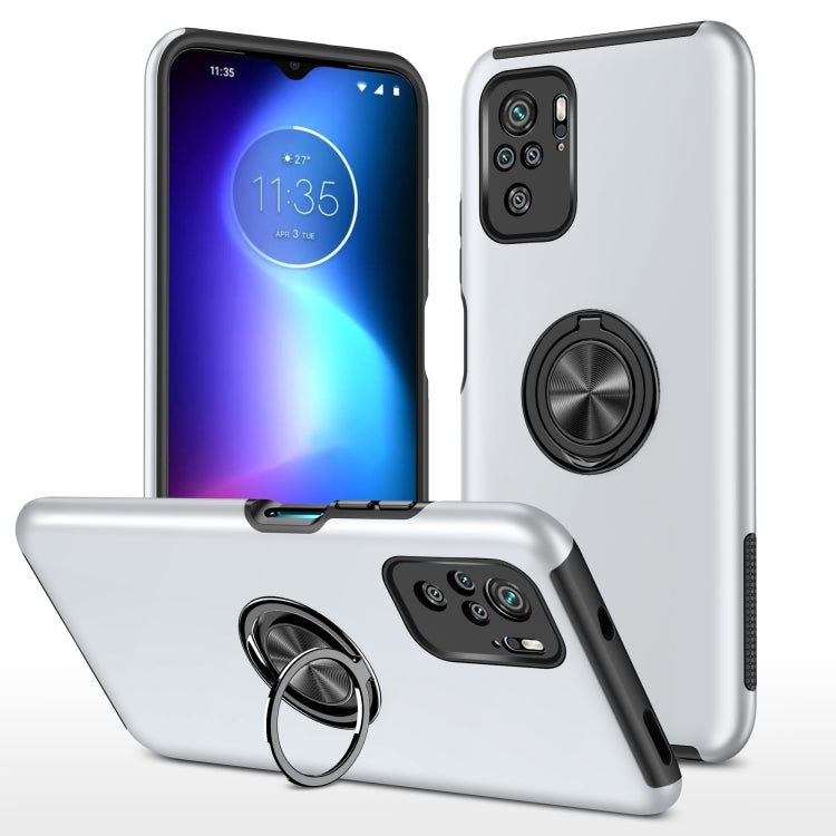 For Xiaomi Redmi Note 10 4G PC + TPU Shockproof Magnetic Phone Case with Invisible Ring Holder