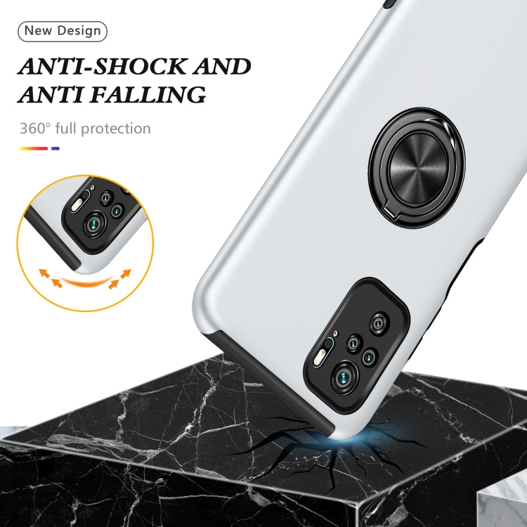 For Xiaomi Redmi Note 10 4G PC + TPU Shockproof Magnetic Phone Case with Invisible Ring Holder