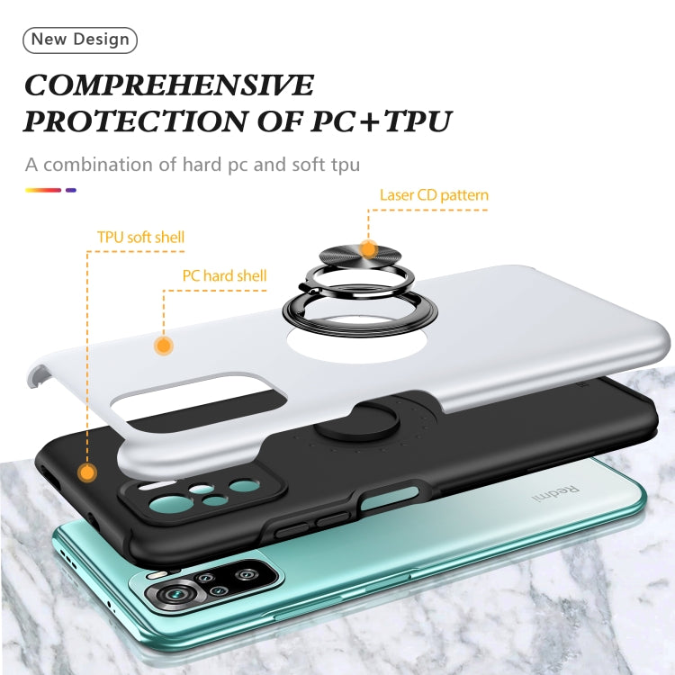 For Xiaomi Redmi Note 10 4G PC + TPU Shockproof Magnetic Phone Case with Invisible Ring Holder