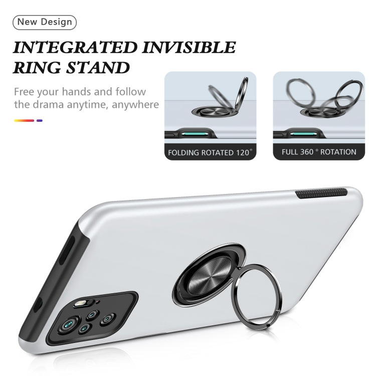 For Xiaomi Redmi Note 10 4G PC + TPU Shockproof Magnetic Phone Case with Invisible Ring Holder