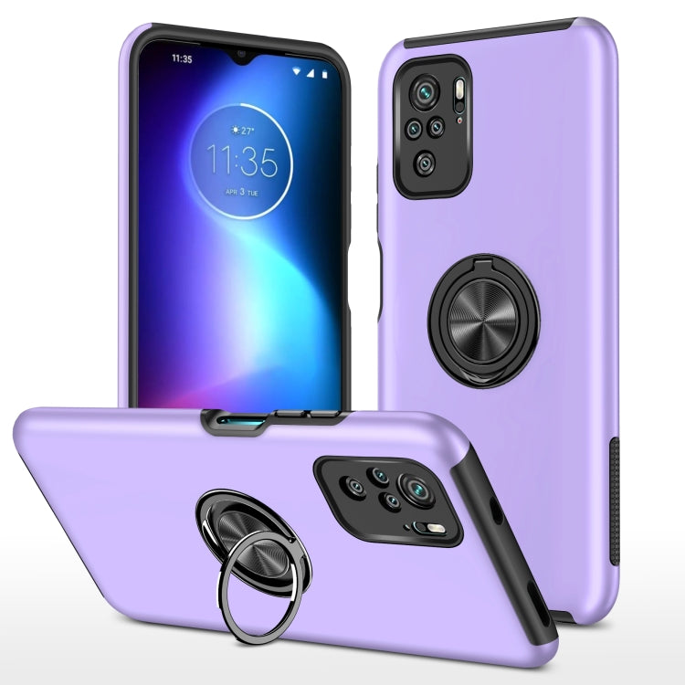 For Xiaomi Redmi Note 10 4G PC + TPU Shockproof Magnetic Phone Case with Invisible Ring Holder