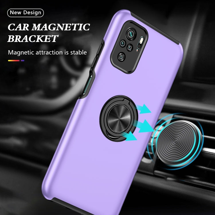 For Xiaomi Redmi Note 10 4G PC + TPU Shockproof Magnetic Phone Case with Invisible Ring Holder