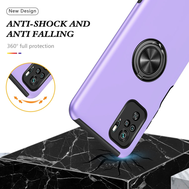 For Xiaomi Redmi Note 10 4G PC + TPU Shockproof Magnetic Phone Case with Invisible Ring Holder