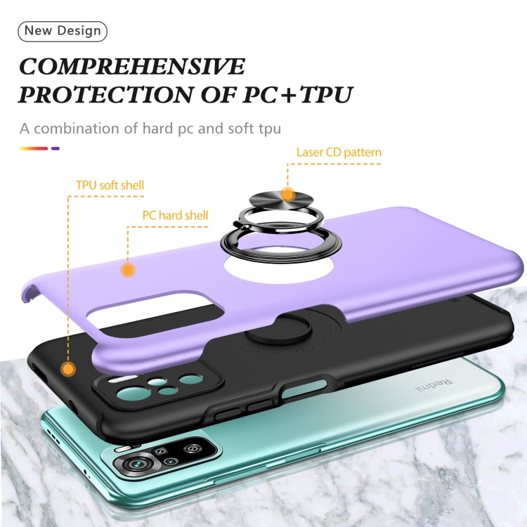 For Xiaomi Redmi Note 10 4G PC + TPU Shockproof Magnetic Phone Case with Invisible Ring Holder