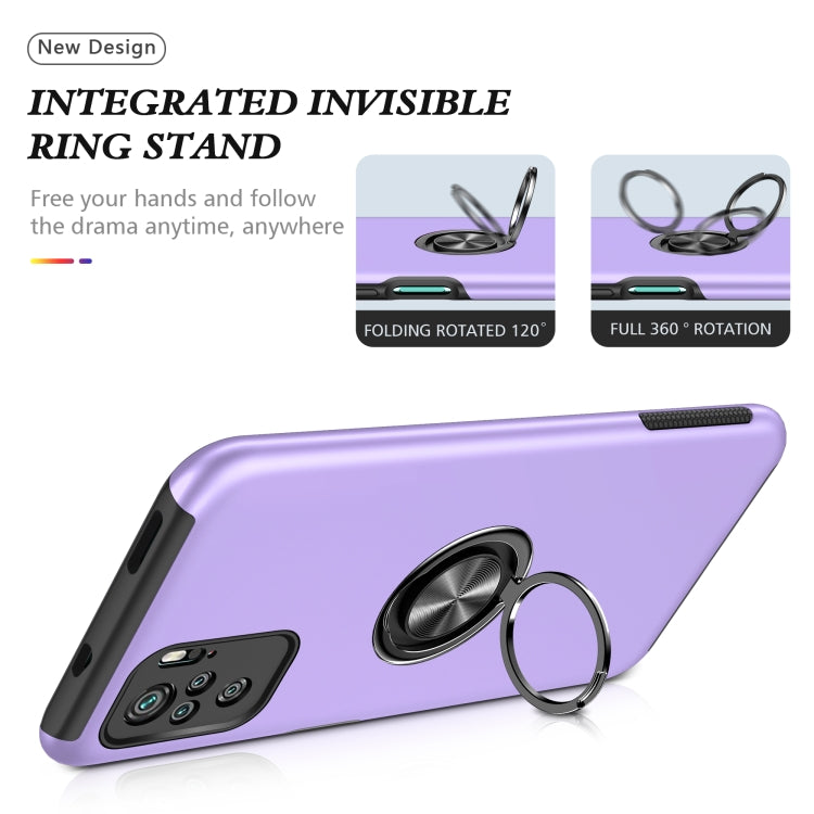 For Xiaomi Redmi Note 10 4G PC + TPU Shockproof Magnetic Phone Case with Invisible Ring Holder