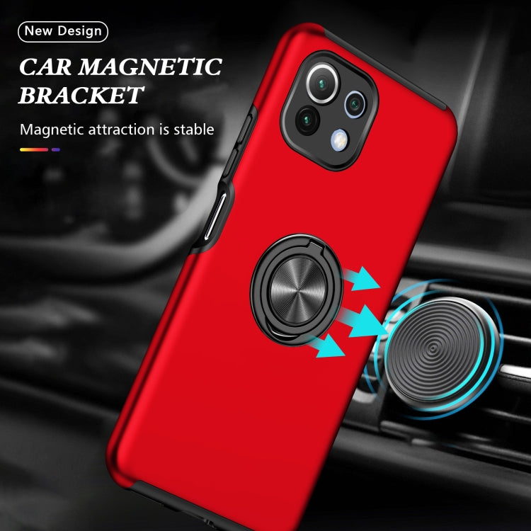For Xiaomi Mi 11 Lite 5G PC + TPU Shockproof Magnetic Phone Case with Invisible Ring Holder