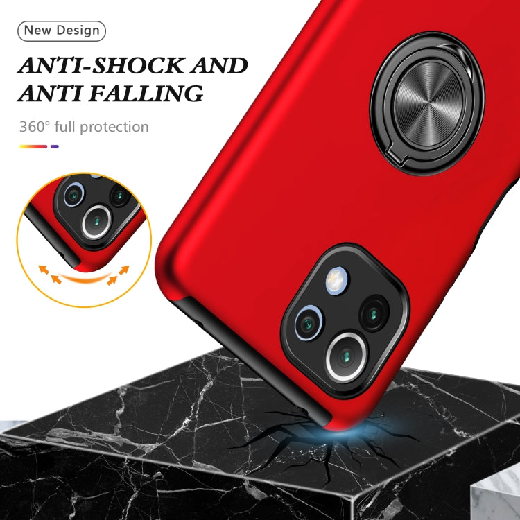 For Xiaomi Mi 11 Lite 5G PC + TPU Shockproof Magnetic Phone Case with Invisible Ring Holder