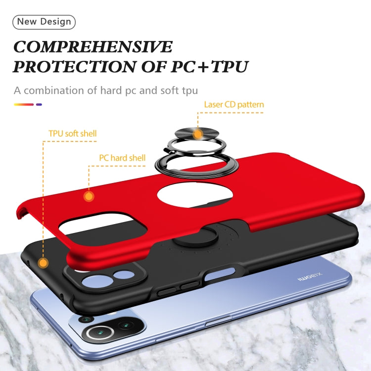 For Xiaomi Mi 11 Lite 5G PC + TPU Shockproof Magnetic Phone Case with Invisible Ring Holder