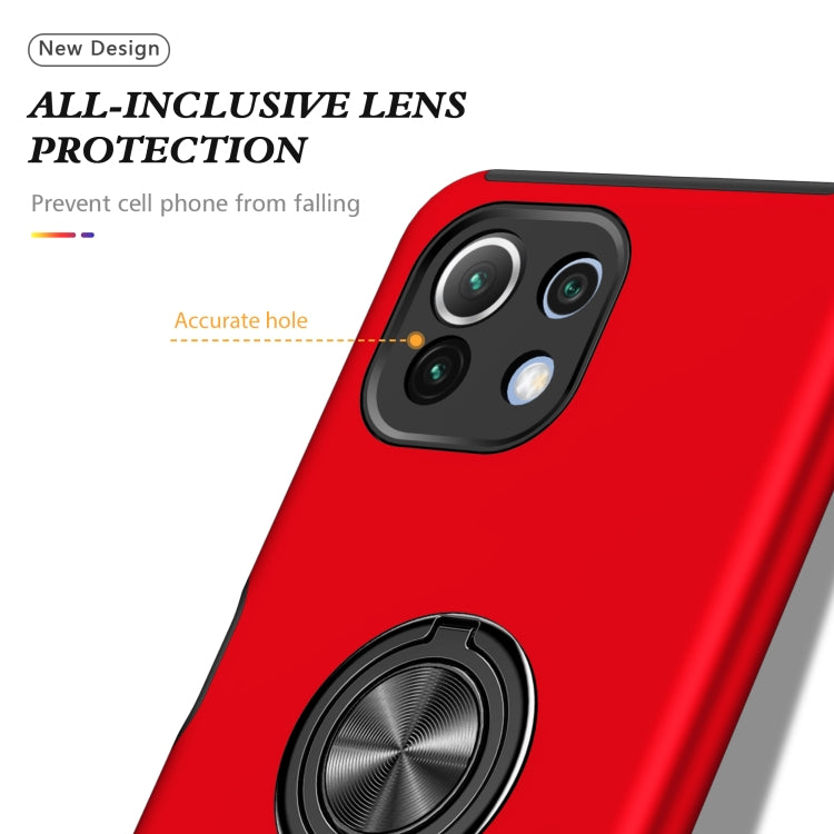 For Xiaomi Mi 11 Lite 5G PC + TPU Shockproof Magnetic Phone Case with Invisible Ring Holder