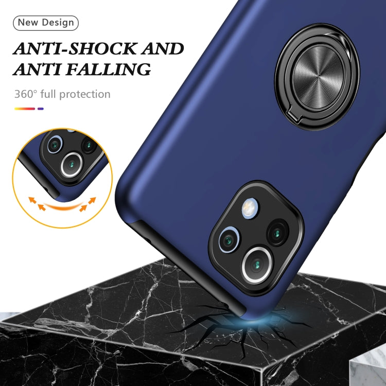 For Xiaomi Mi 11 Lite 5G PC + TPU Shockproof Magnetic Phone Case with Invisible Ring Holder