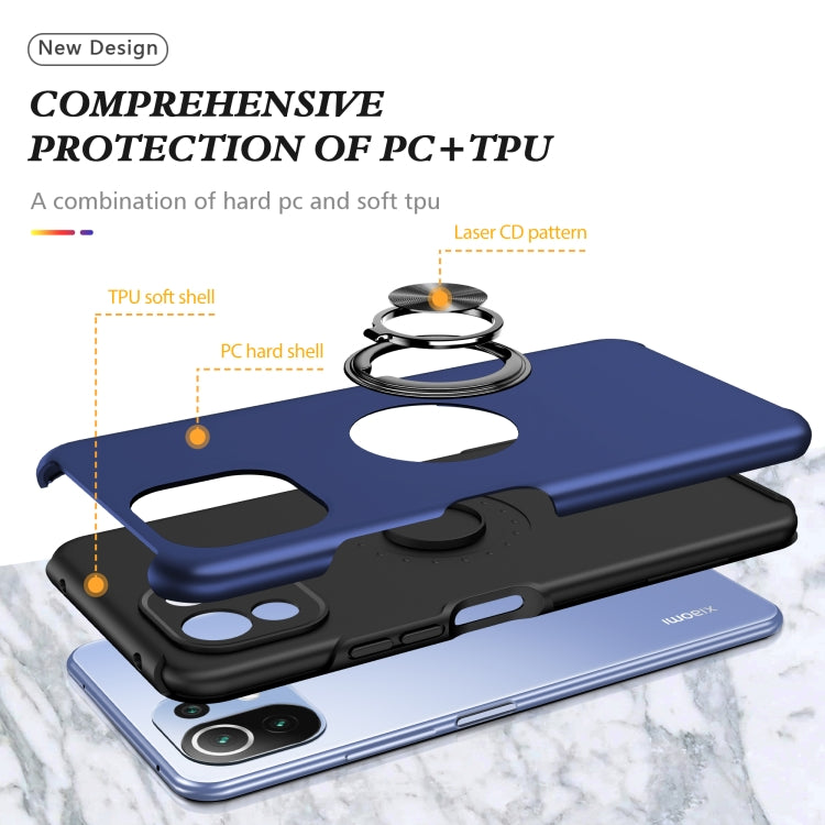 For Xiaomi Mi 11 Lite 5G PC + TPU Shockproof Magnetic Phone Case with Invisible Ring Holder