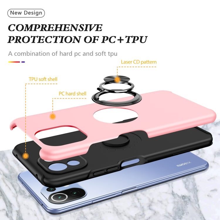 For Xiaomi Mi 11 Lite 5G PC + TPU Shockproof Magnetic Phone Case with Invisible Ring Holder