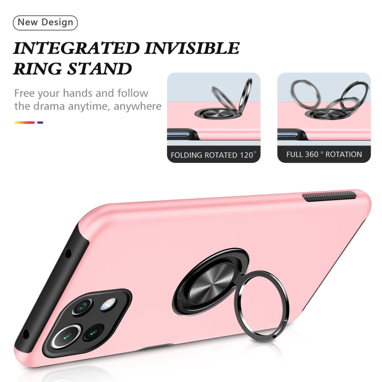 For Xiaomi Mi 11 Lite 5G PC + TPU Shockproof Magnetic Phone Case with Invisible Ring Holder