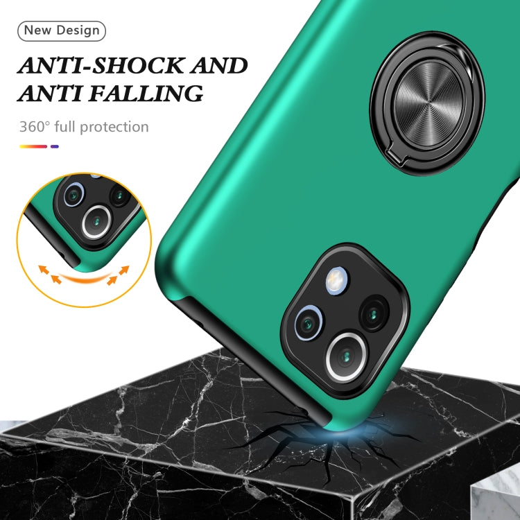 For Xiaomi Mi 11 Lite 5G PC + TPU Shockproof Magnetic Phone Case with Invisible Ring Holder