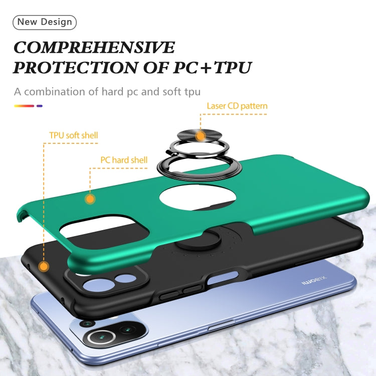 For Xiaomi Mi 11 Lite 5G PC + TPU Shockproof Magnetic Phone Case with Invisible Ring Holder