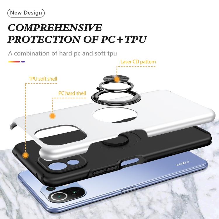 For Xiaomi Mi 11 Lite 5G PC + TPU Shockproof Magnetic Phone Case with Invisible Ring Holder