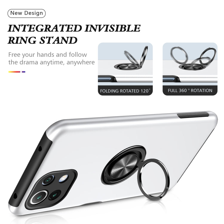 For Xiaomi Mi 11 Lite 5G PC + TPU Shockproof Magnetic Phone Case with Invisible Ring Holder