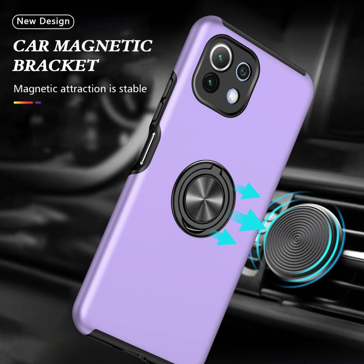 For Xiaomi Mi 11 Lite 5G PC + TPU Shockproof Magnetic Phone Case with Invisible Ring Holder