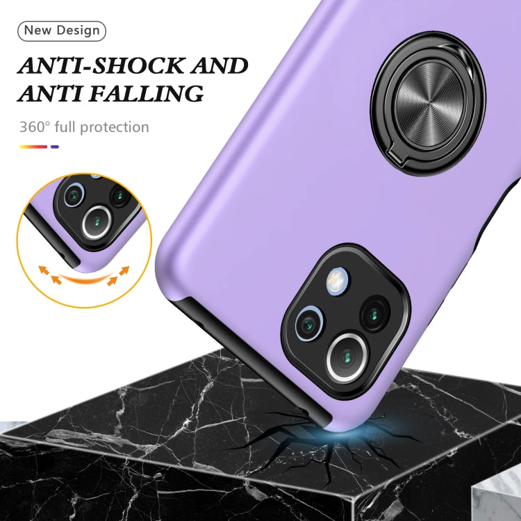 For Xiaomi Mi 11 Lite 5G PC + TPU Shockproof Magnetic Phone Case with Invisible Ring Holder