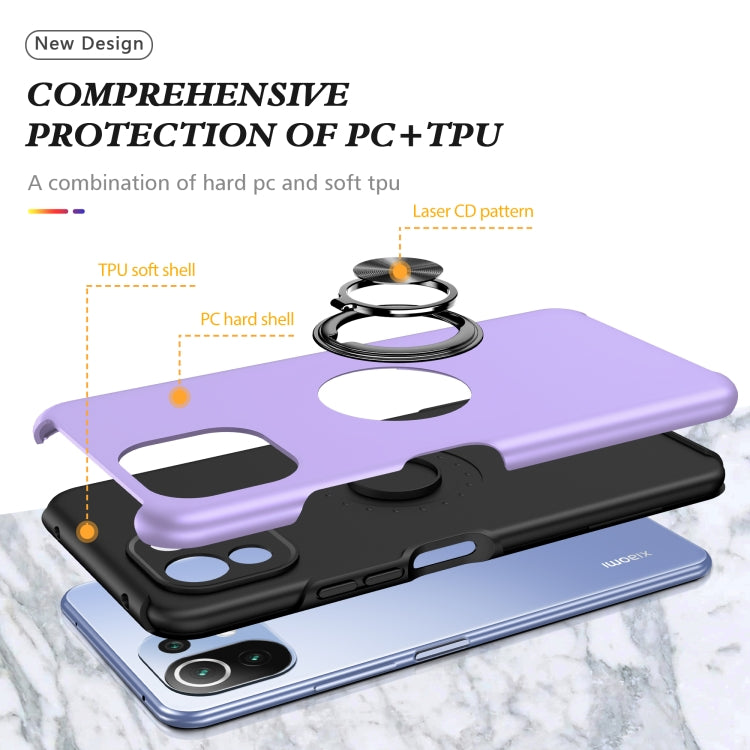 For Xiaomi Mi 11 Lite 5G PC + TPU Shockproof Magnetic Phone Case with Invisible Ring Holder