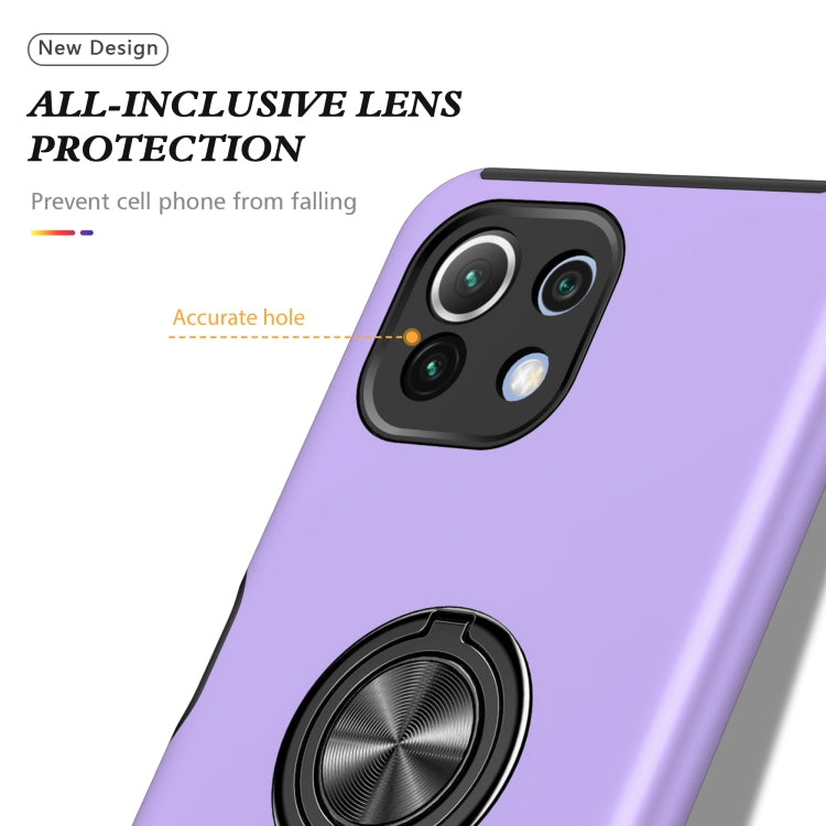 For Xiaomi Mi 11 Lite 5G PC + TPU Shockproof Magnetic Phone Case with Invisible Ring Holder