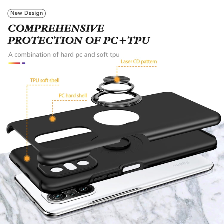 For Xiaomi Redmi K40 PC + TPU Shockproof Magnetic Phone Case with Invisible Ring Holder