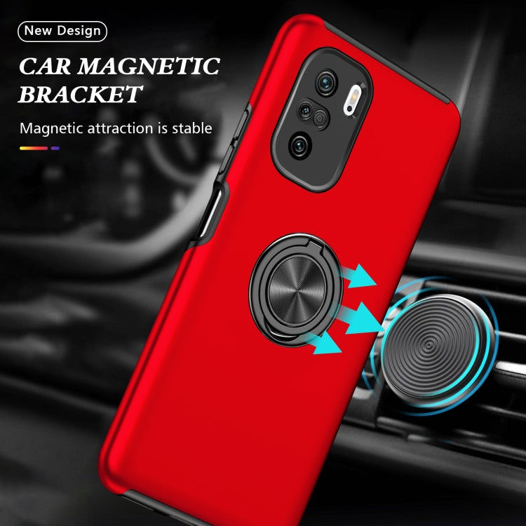 For Xiaomi Redmi K40 PC + TPU Shockproof Magnetic Phone Case with Invisible Ring Holder