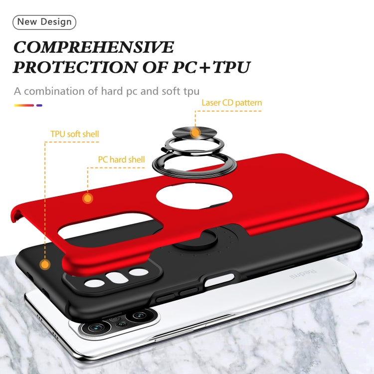 For Xiaomi Redmi K40 PC + TPU Shockproof Magnetic Phone Case with Invisible Ring Holder