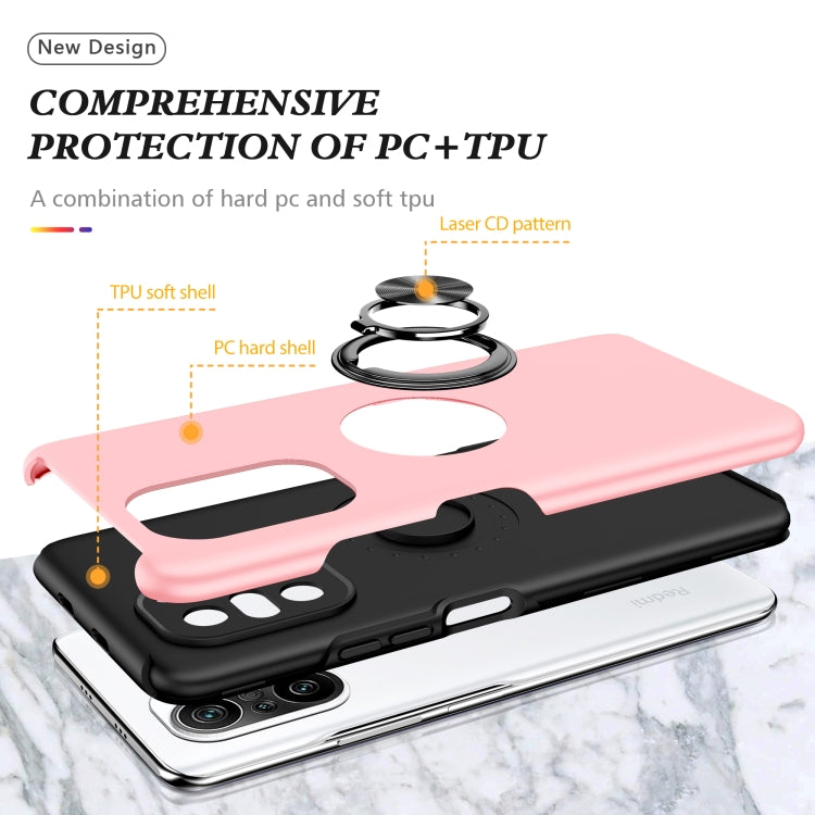 For Xiaomi Redmi K40 PC + TPU Shockproof Magnetic Phone Case with Invisible Ring Holder