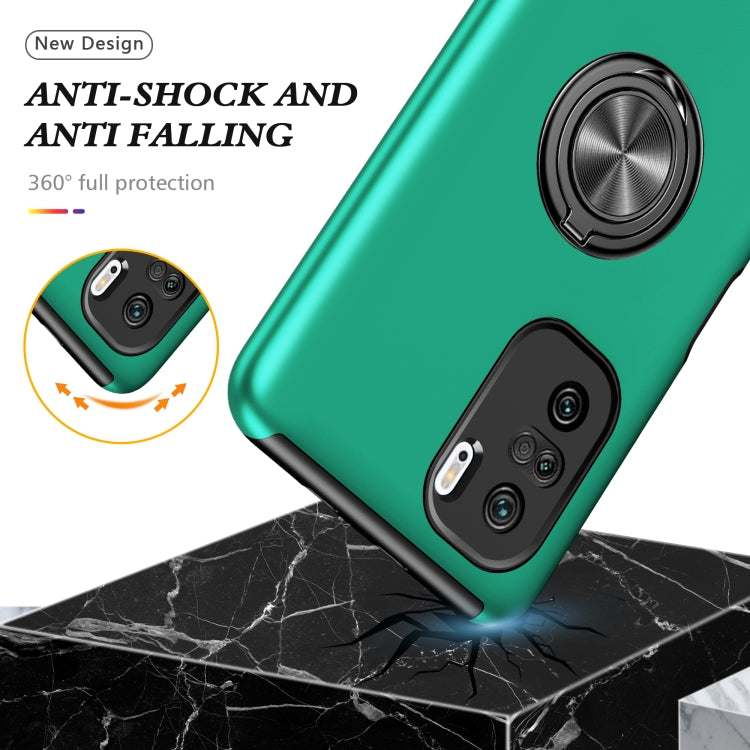 For Xiaomi Redmi K40 PC + TPU Shockproof Magnetic Phone Case with Invisible Ring Holder