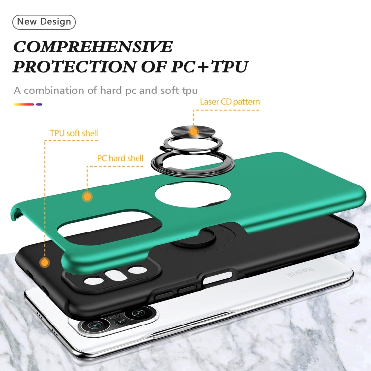 For Xiaomi Redmi K40 PC + TPU Shockproof Magnetic Phone Case with Invisible Ring Holder