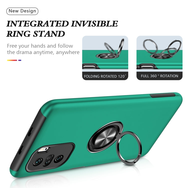 For Xiaomi Redmi K40 PC + TPU Shockproof Magnetic Phone Case with Invisible Ring Holder