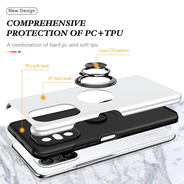 For Xiaomi Redmi K40 PC + TPU Shockproof Magnetic Phone Case with Invisible Ring Holder